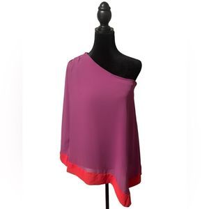 Allen B. One shouldered purple and red tunic. Great condition! Very flattering